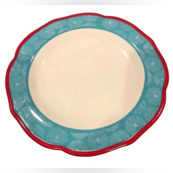 THE PIONEER WOMAN HAPPINESS RED RIM SCALLOPED DINNER PLATE 10.5"
NWOT *PRISTINE* - Picture 1 of 3